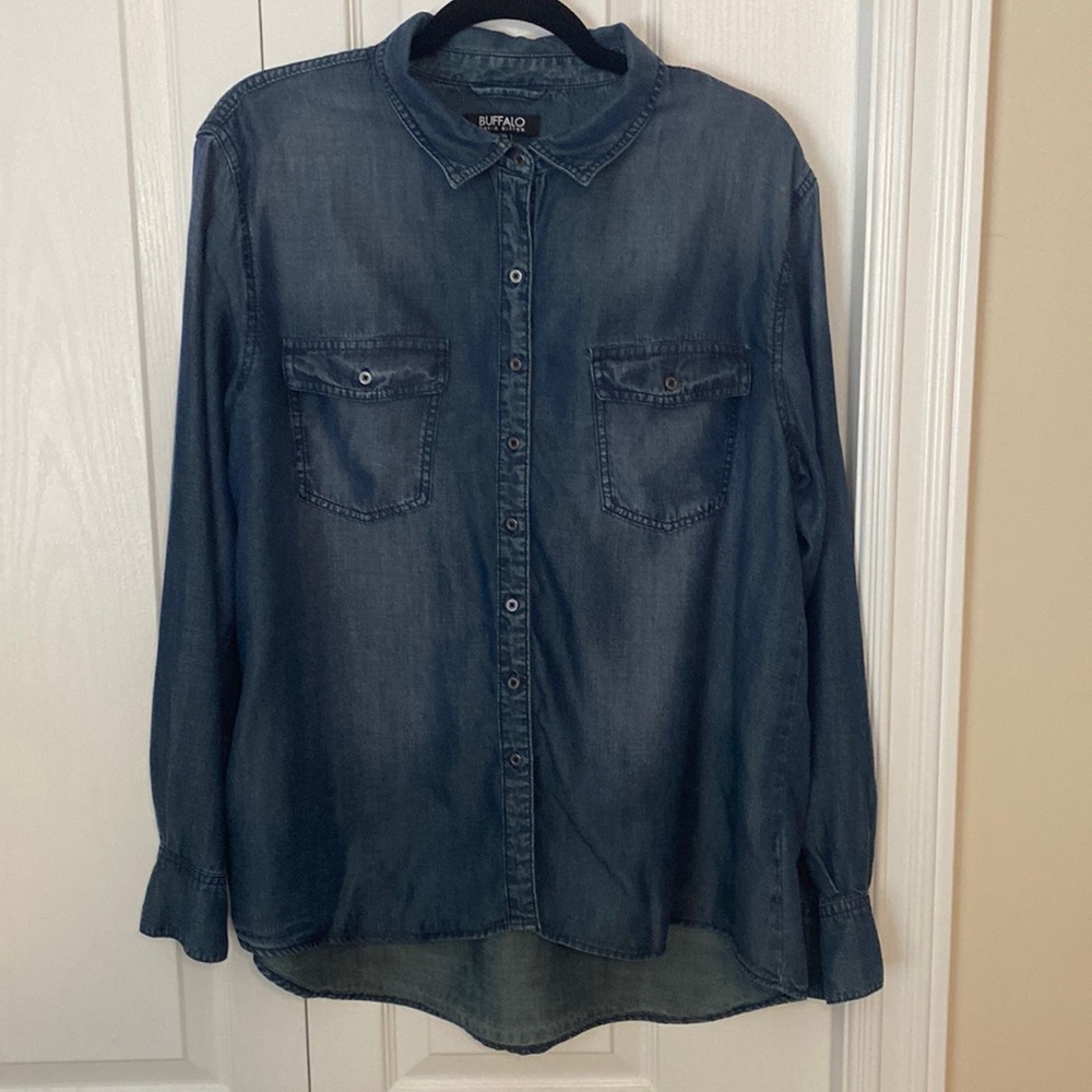 Buffalo David Bitton Long Sleeve Button Up Jean Shirt Size XL